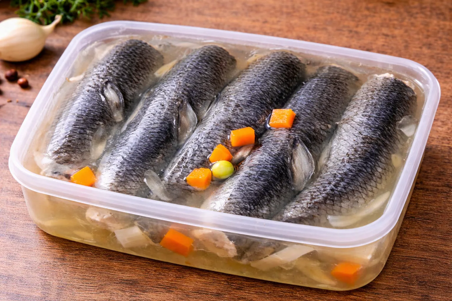 Krištálový sleď – nakládaní sledi v průzračném nálevu s mrkví a cibulí